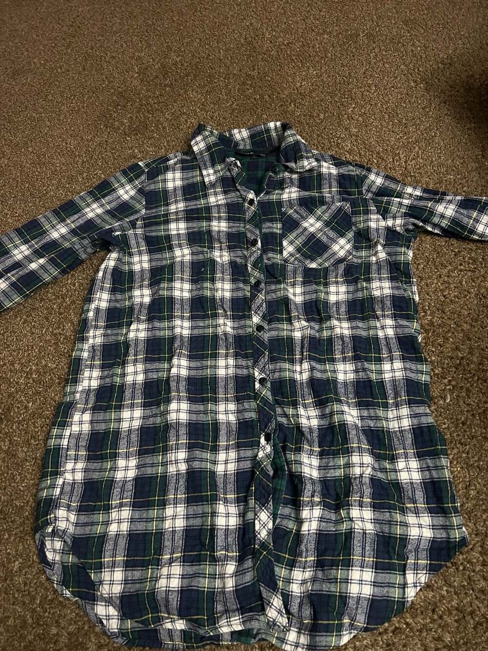 Mixit Women's Plaid Flannel Button Down Shirt Large